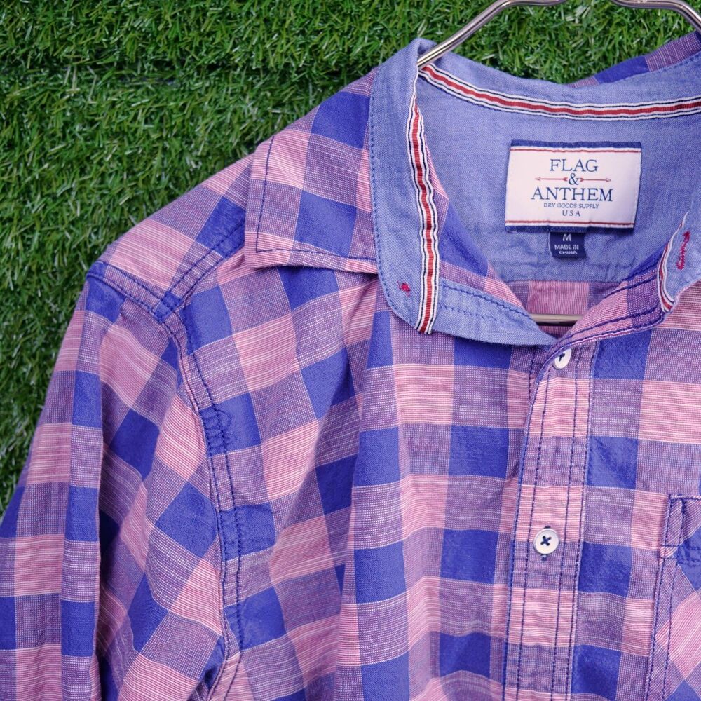 Flag & Anthem Plaid Button-Down Shirt Pink/Blue - Men's Size M